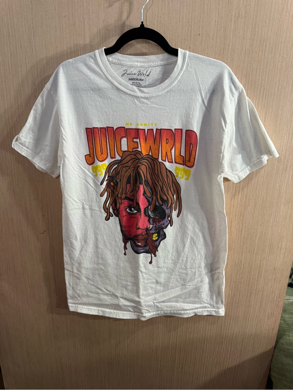 Juice WRLD No Vanity Graphic Tee - White with Red & Yellow Print Size Medium